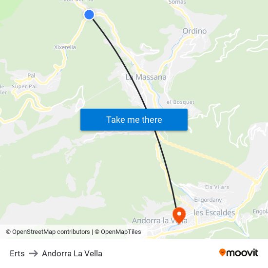 Erts to Andorra La Vella map