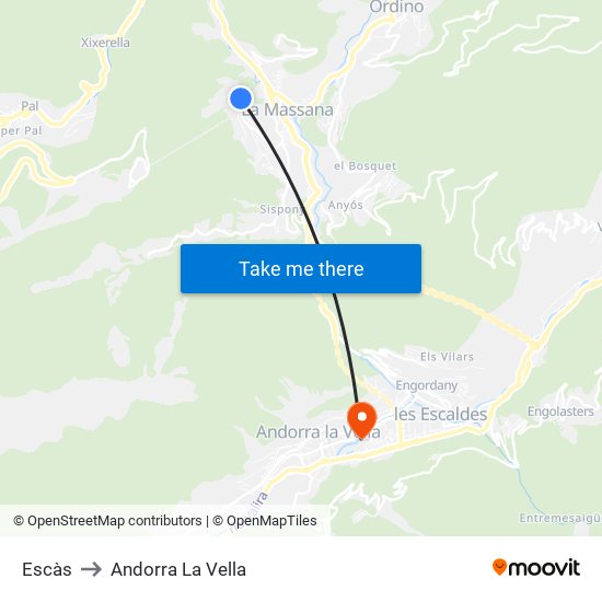 Escàs to Andorra La Vella map