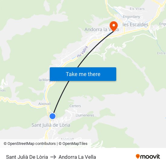 Sant Julià De Lòria to Andorra La Vella map