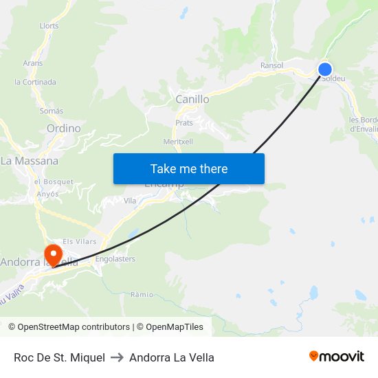 Roc De St. Miquel to Andorra La Vella map