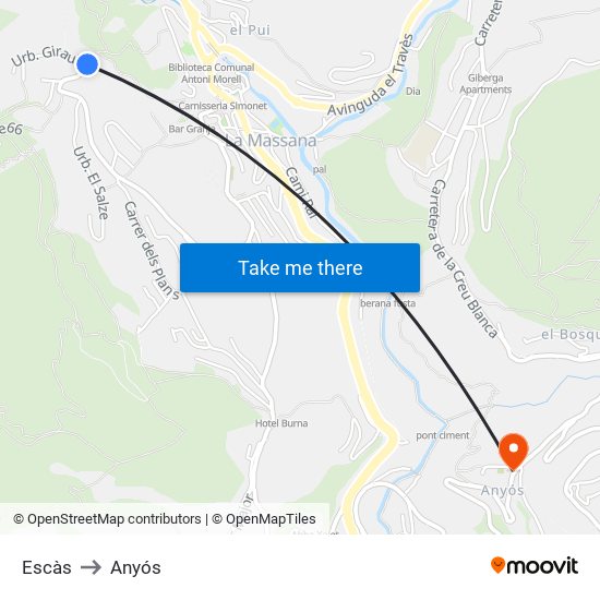 Escàs to Anyós map