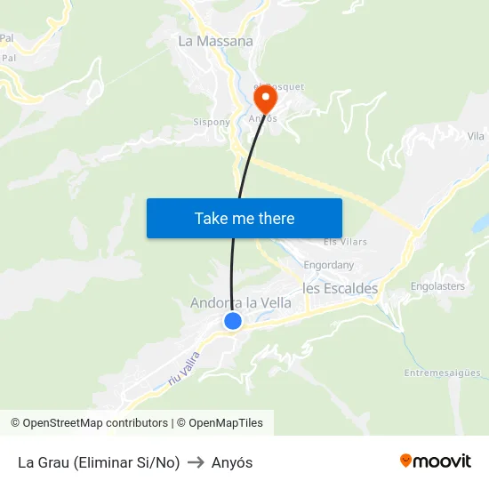 La Grau to Anyós map