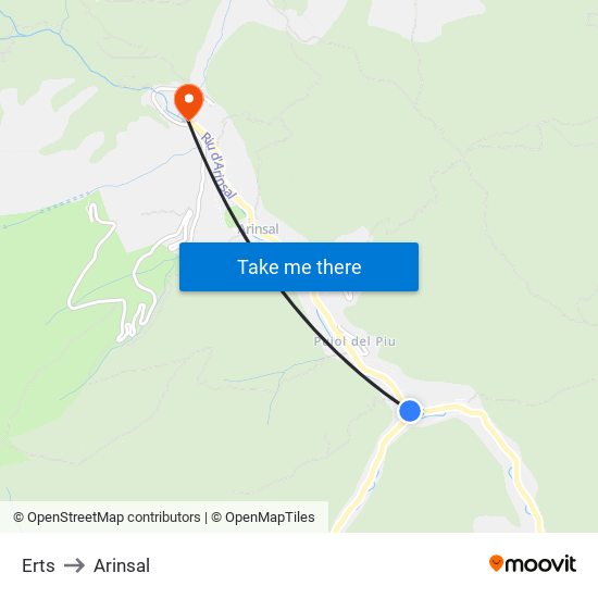 Erts to Arinsal map