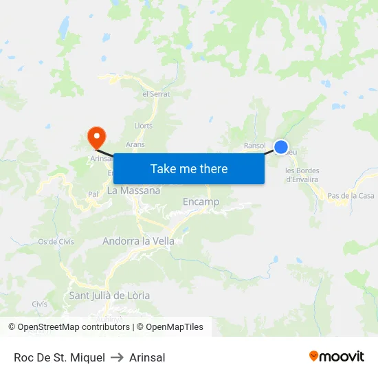 166-Roc De St. Miquel to Arinsal map