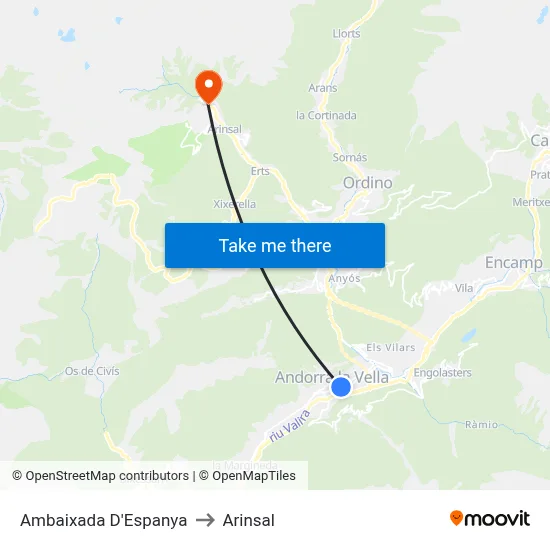 Ambaixada D'Espanya to Arinsal map