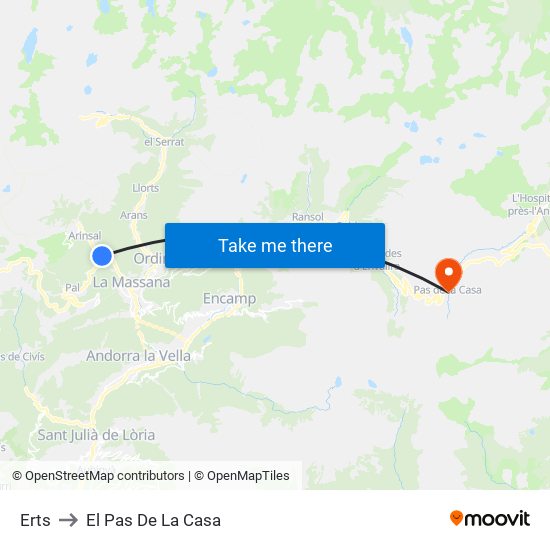 Erts to El Pas De La Casa map