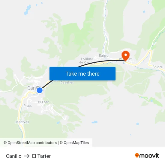 Canillo to El Tarter map