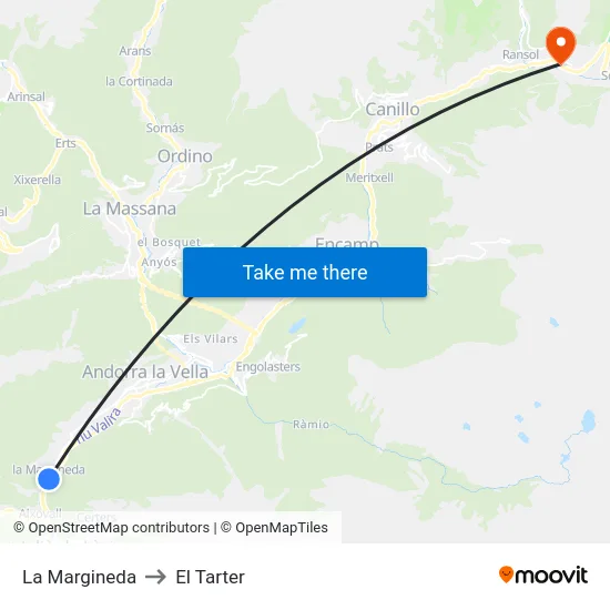 La Margineda to El Tarter map