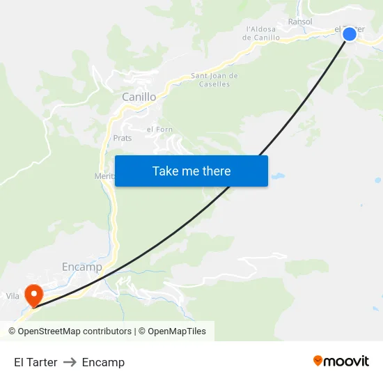 El Tarter to Encamp map