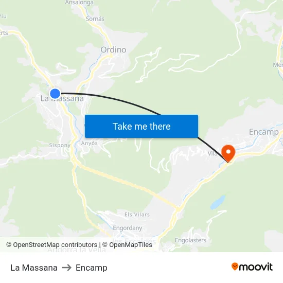 La Massana to Encamp map