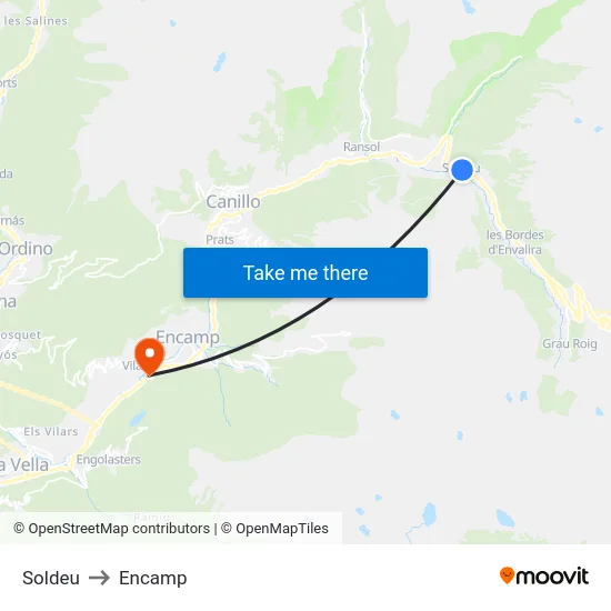 Soldeu to Encamp map