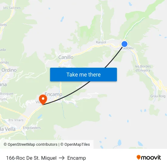 166-Roc De St. Miquel to Encamp map