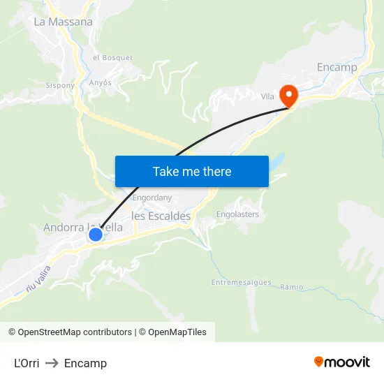 Ambaixada D'Espanya to Encamp map