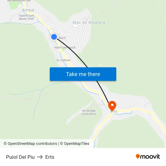 Puiol Del Piu to Erts map