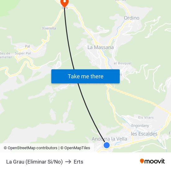 La Grau (Eliminar Si/No) to Erts map
