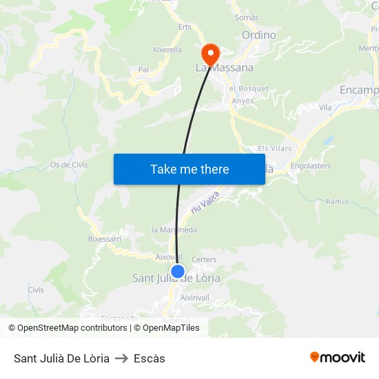 Sant Julià De Lòria to Escàs map