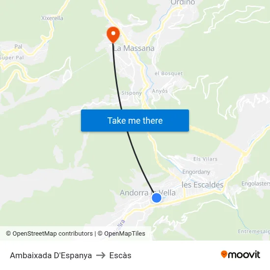 Ambaixada D'Espanya to Escàs map