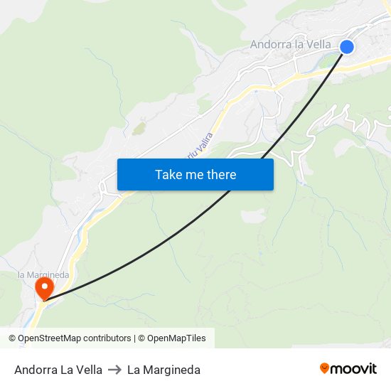 Andorra La Vella to La Margineda map