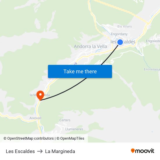 Les Escaldes to La Margineda map