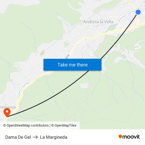 Dama De Gel to La Margineda map