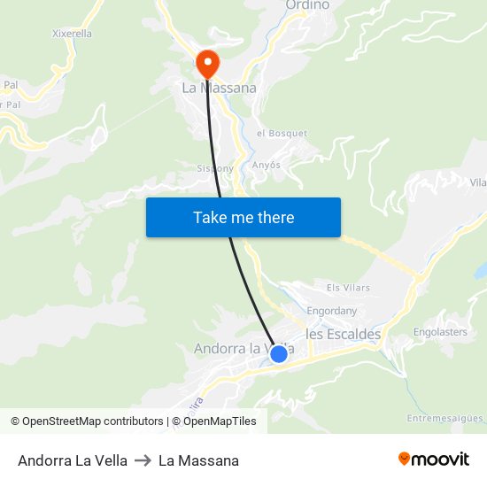 Andorra La Vella to La Massana map