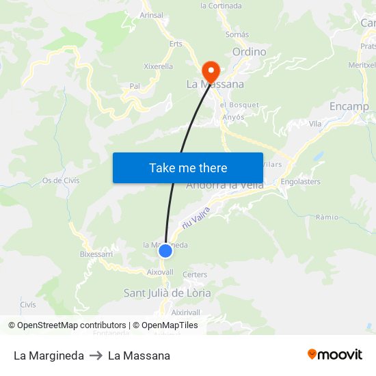 La Margineda to La Massana map
