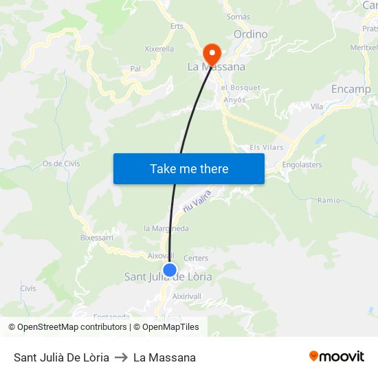 Sant Julià De Lòria to La Massana map