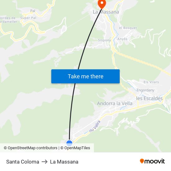 Santa Coloma to La Massana map