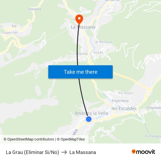 La Grau (Eliminar Si/No) to La Massana map