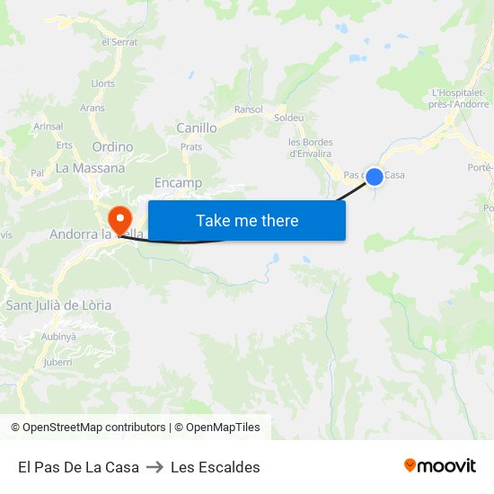 El Pas De La Casa to Les Escaldes map