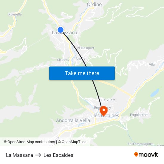 La Massana to Les Escaldes map