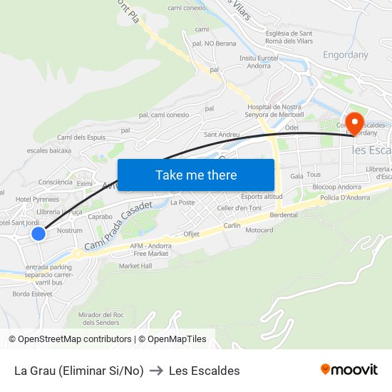 La Grau (Eliminar Si/No) to Les Escaldes map