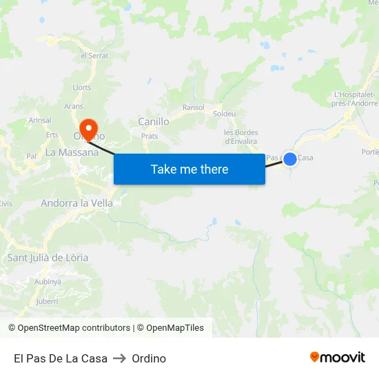 El Pas De La Casa to Ordino map