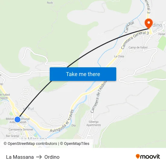 La Massana to Ordino map