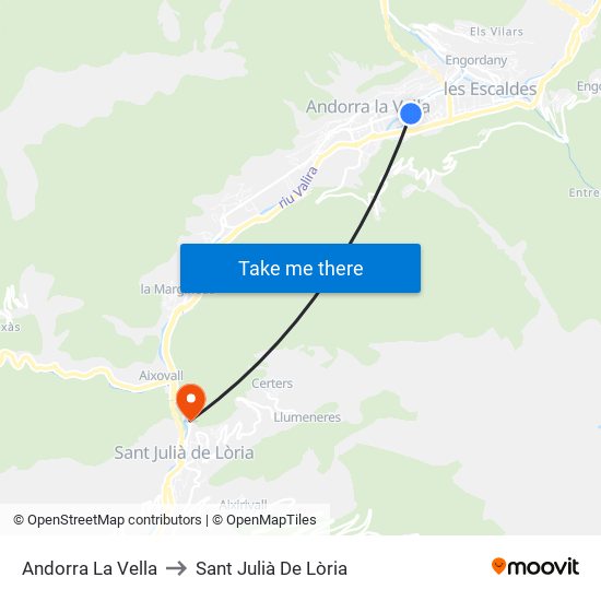 Andorra La Vella to Sant Julià De Lòria map