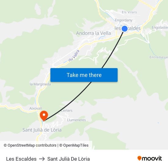 Les Escaldes to Sant Julià De Lòria map