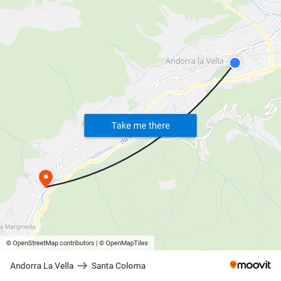 Andorra La Vella to Santa Coloma map