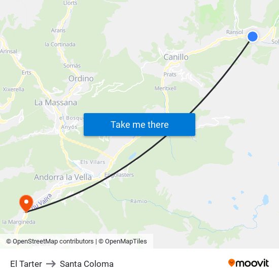 El Tarter to Santa Coloma map