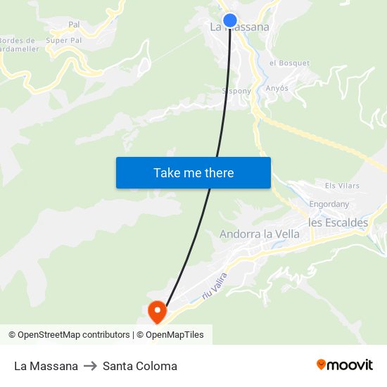 La Massana to Santa Coloma map