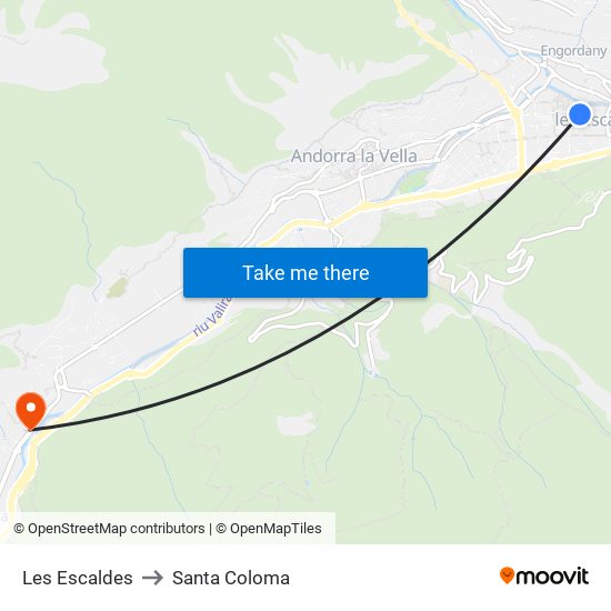 Les Escaldes to Santa Coloma map