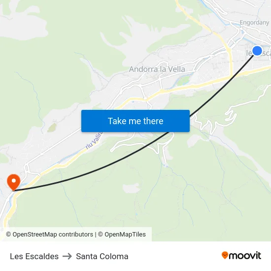 Les Escaldes to Santa Coloma map