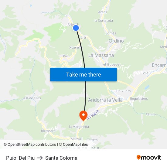 Puiol Del Piu to Santa Coloma map