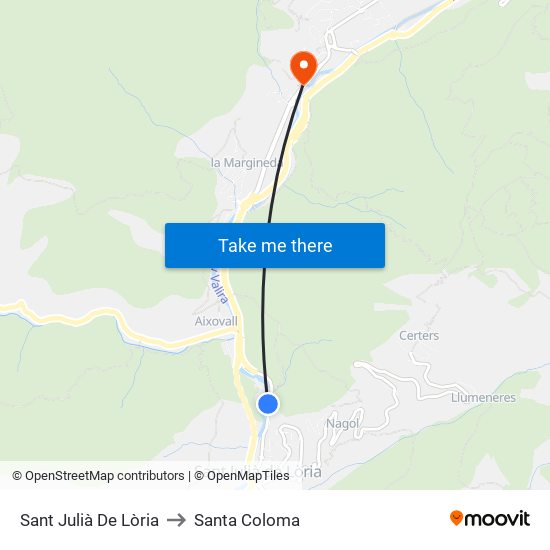 Sant Julià De Lòria to Santa Coloma map