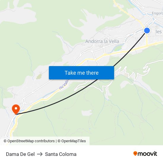 Dama De Gel to Santa Coloma map