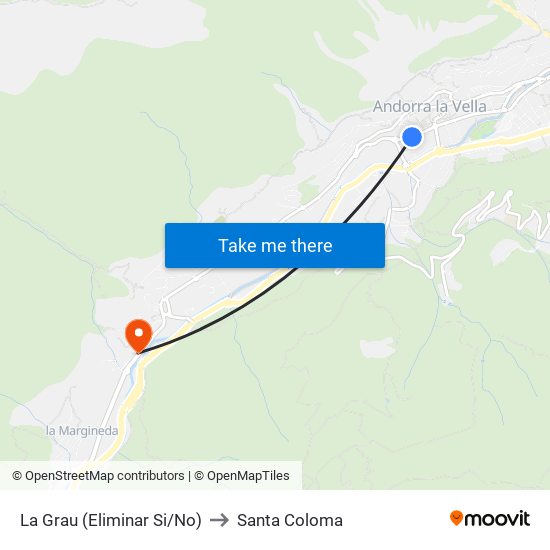 La Grau (Eliminar Si/No) to Santa Coloma map