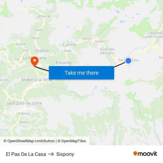 El Pas De La Casa to Sispony map