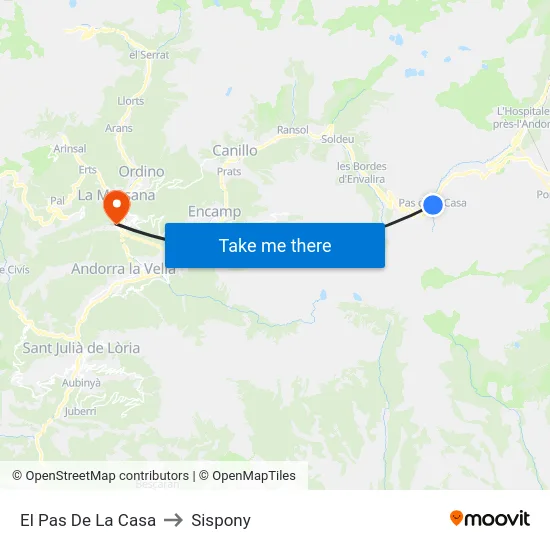 El Pas De La Casa to Sispony map
