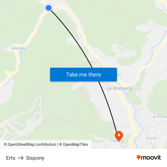 Erts to Sispony map