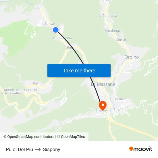 Puiol Del Piu to Sispony map