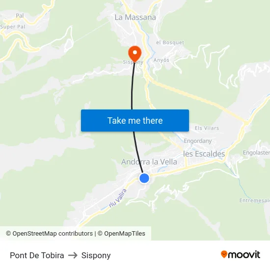 Pont De Tobira to Sispony map